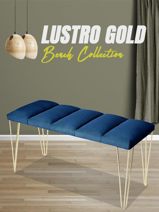 LUSTRO GOLD PUF- Dilimli Model Gold Metal Ayaklı Puf,Bench