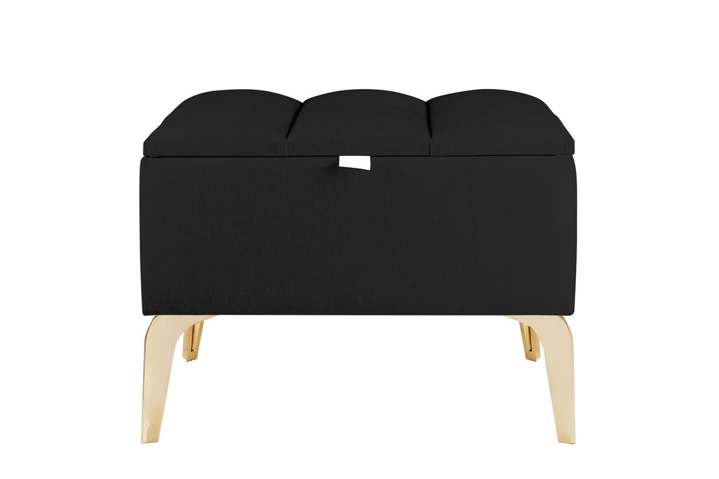 Vetra Mini Royal Kumaş Sandıklı Dekoratif Puf, Dilimli Model-Gold Ayak-Modern Sandıklı Puf,Bench