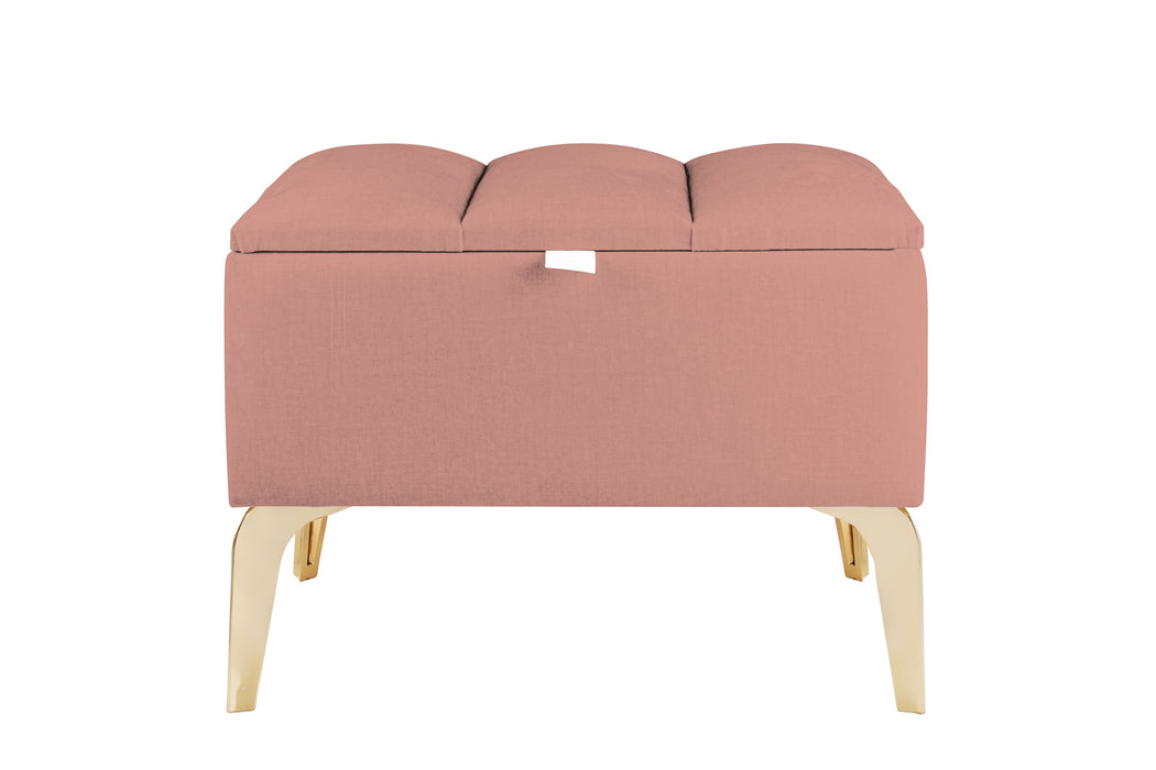 Vetra Mini Royal Kumaş Sandıklı Dekoratif Puf, Dilimli Model-Gold Ayak-Modern Sandıklı Puf,Bench