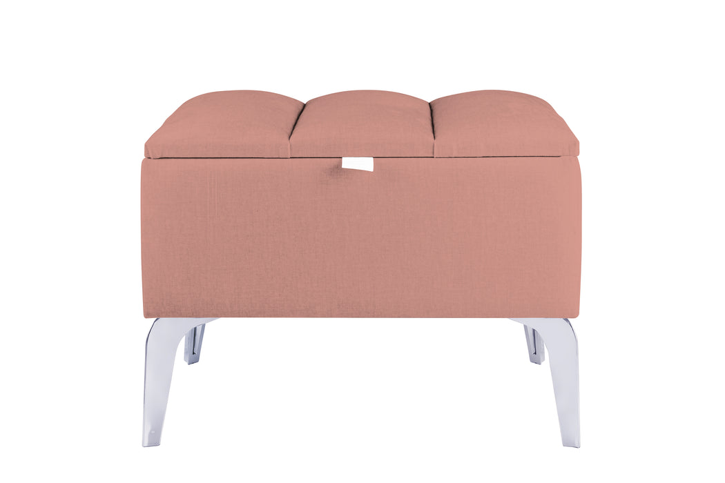 Vetra Mini Royal Kumaş Sandıklı Dekoratif Puf, Dilimli Model-Gümüş Ayak-Modern Sandıklı Puf,Bench