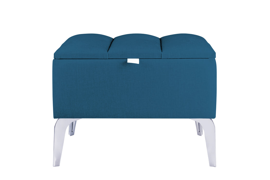 Vetra Mini Royal Kumaş Sandıklı Dekoratif Puf, Dilimli Model-Gümüş Ayak-Modern Sandıklı Puf,Bench