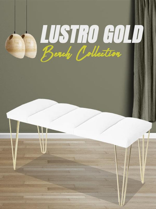 LUSTRO GOLD PUF- Dilimli Model Gold Metal Ayaklı Puf,Bench