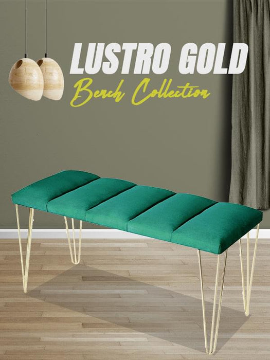 LUSTRO GOLD PUF- Dilimli Model Gold Metal Ayaklı Puf,Bench