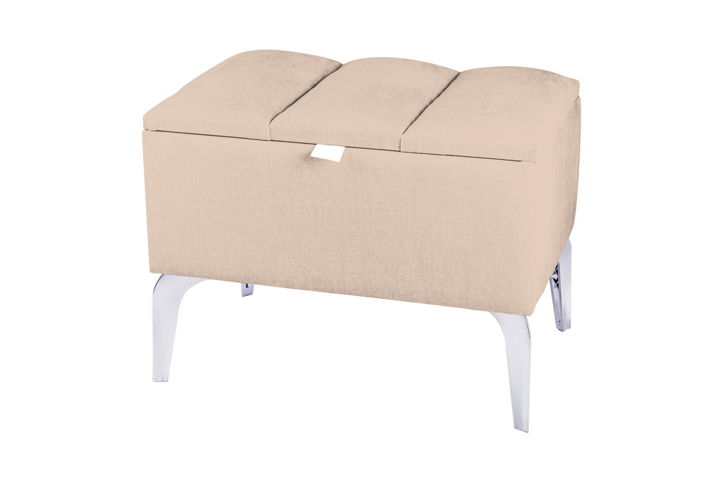 Vetra Mini Royal Kumaş Sandıklı Dekoratif Puf, Dilimli Model-Gümüş Ayak-Modern Sandıklı Puf,Bench