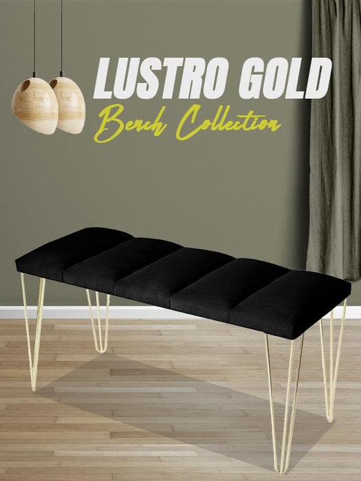 LUSTRO GOLD PUF- Dilimli Model Gold Metal Ayaklı Puf,Bench