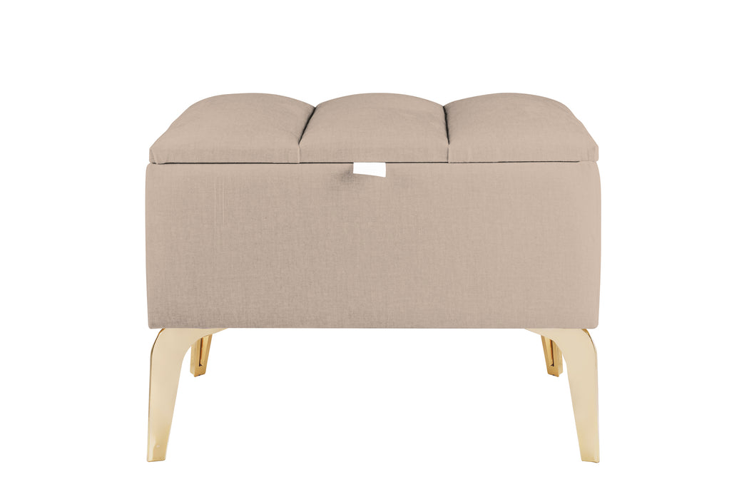 Vetra Mini Royal Kumaş Sandıklı Dekoratif Puf, Dilimli Model-Gold Ayak-Modern Sandıklı Puf,Bench