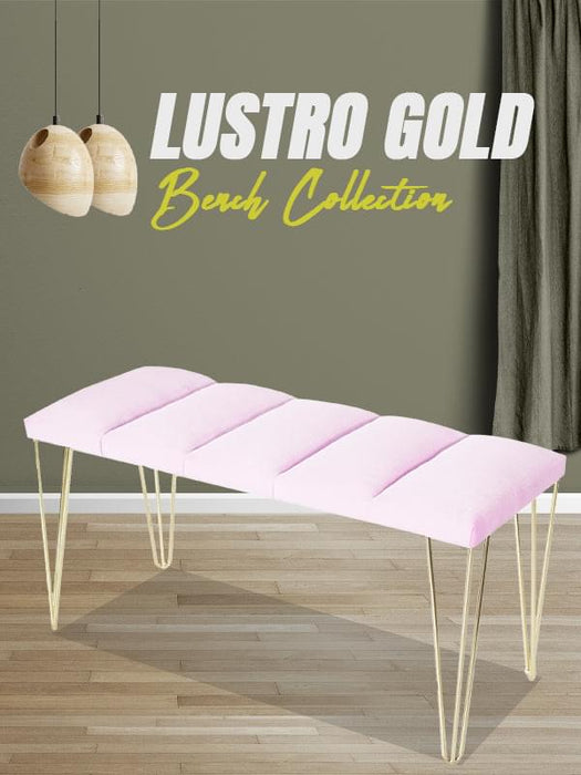 LUSTRO GOLD PUF- Dilimli Model Gold Metal Ayaklı Puf,Bench