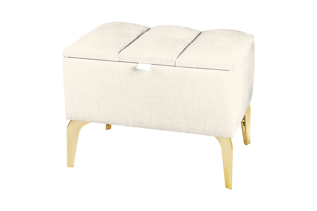 Vetra Mini Royal Kumaş Sandıklı Dekoratif Puf, Dilimli Model-Gold Ayak-Modern Sandıklı Puf,Bench