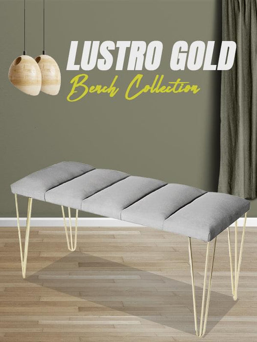 LUSTRO GOLD PUF- Dilimli Model Gold Metal Ayaklı Puf,Bench