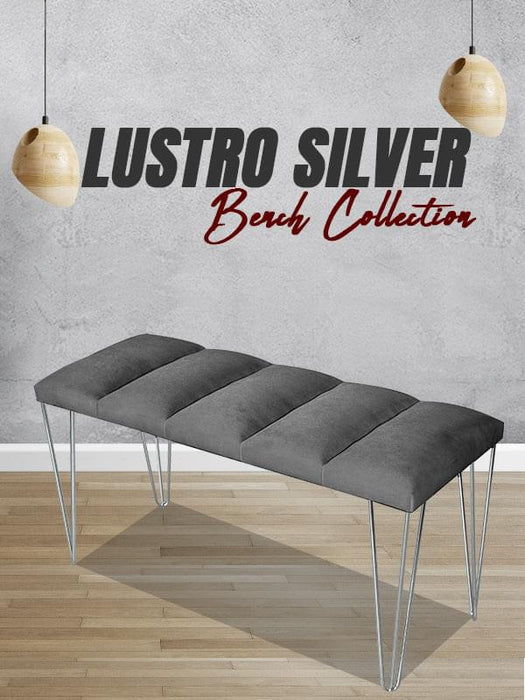 LUSTRO SILVER PUF-Dilimli Model Silver Metal Ayaklı Puf, Bench