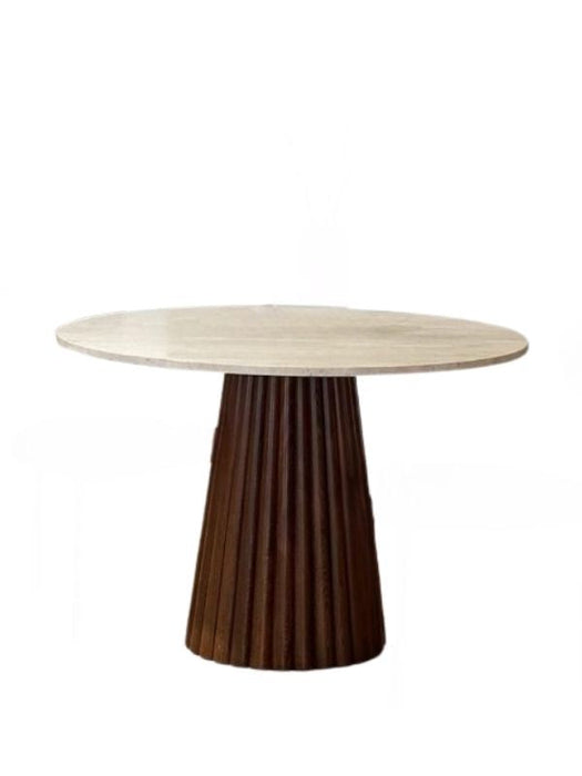 Acantus Traverten Ahşap Yemek Masası 110x110