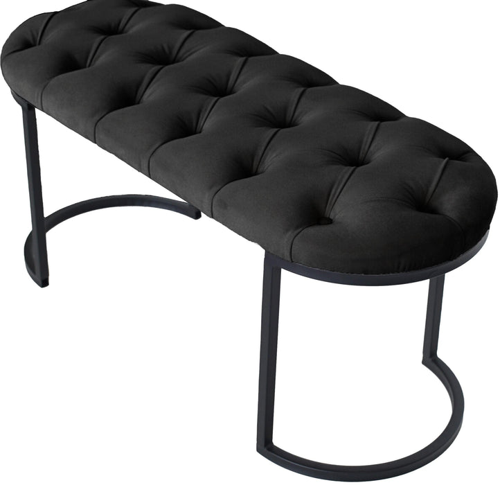 ELISSE BLACK PUF - Metal Ayaklı Kapitoneli Model Puf, Bench