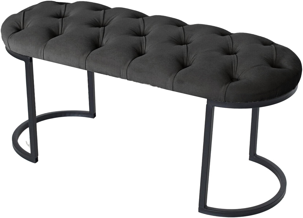 ELISSE BLACK PUF - Metal Ayaklı Kapitoneli Model Puf, Bench