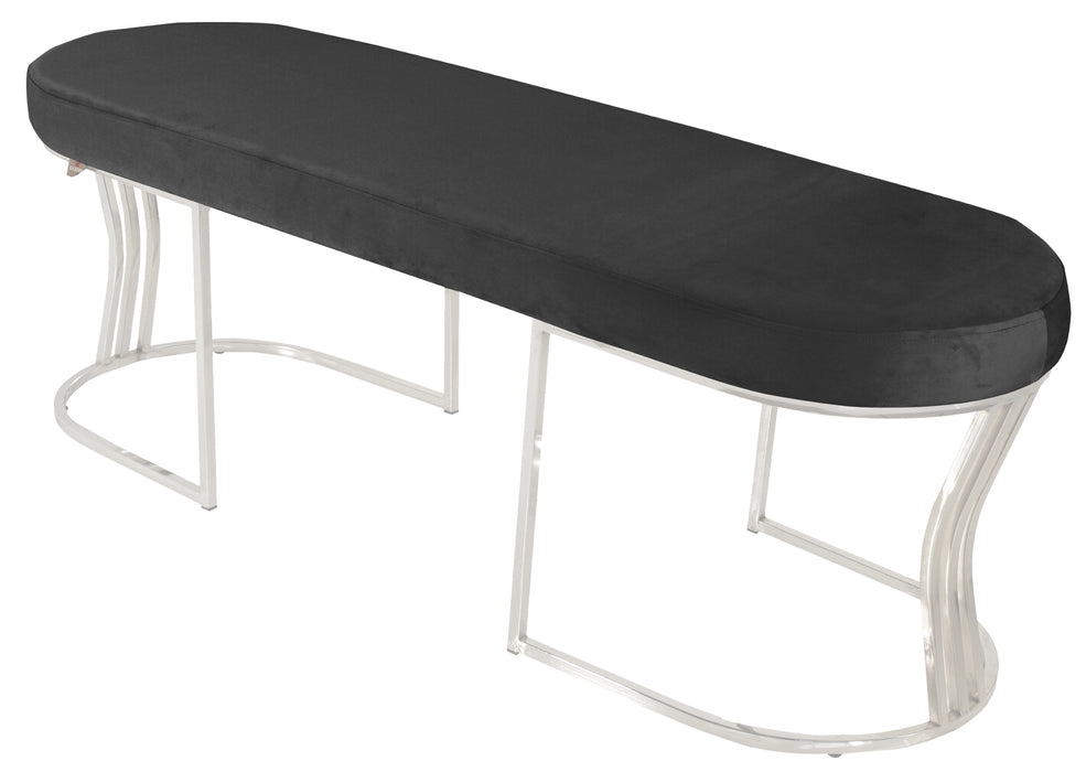 Viego Silver Smooth Puf - Lüks Metal Gümüş Ayak, Chester Model Yatak Ucu Bench Puf