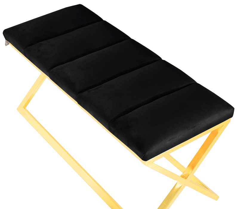 Varcera Gold Puf - Gold Kaplama Metal Ayaklı Dilimli Model Bench Puf