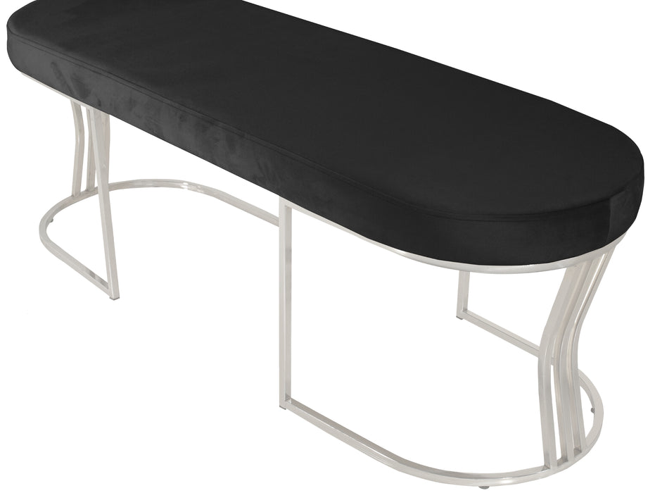 Viego Silver Smooth Puf - Lüks Metal Gümüş Ayak, Chester Model Yatak Ucu Bench Puf