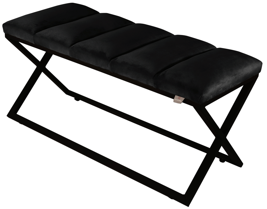 Varcera Puf - Siyah Çapraz Metal Ayaklı, Dilimli Model Bench Puf