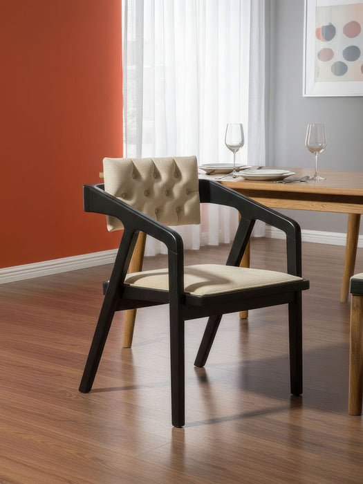 Vargo Kapitone Sırtlı Modern Ahşap Sandalye