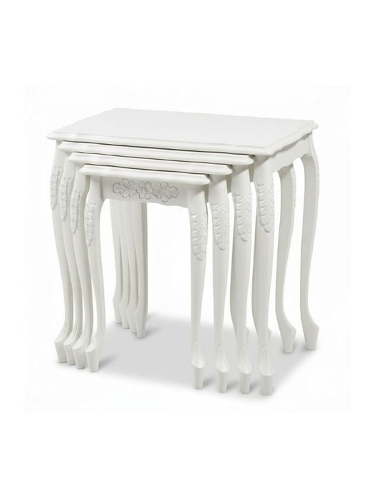 Barok Lükens Oymalı 4'lü Ahşap Zigon Sehpa