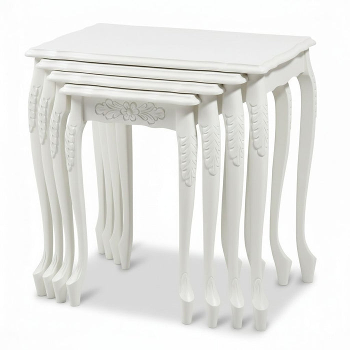 Barok Lükens Oymalı 4'lü Ahşap Zigon Sehpa