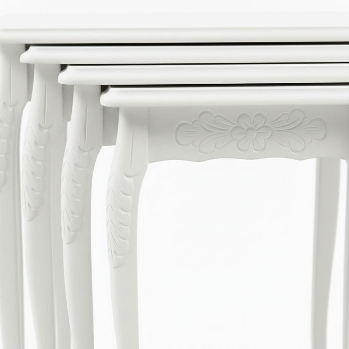 Barok Lükens Oymalı 4'lü Ahşap Zigon Sehpa