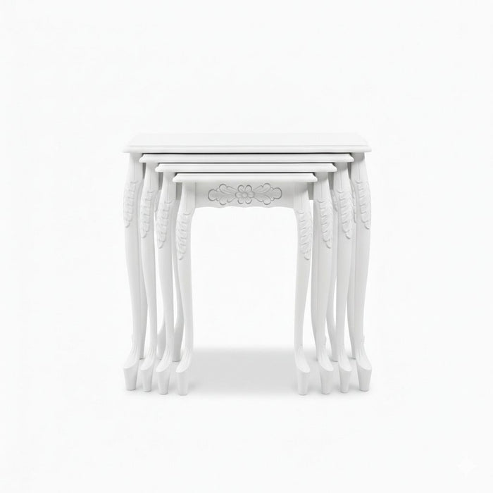 Barok Lükens Oymalı 4'lü Ahşap Zigon Sehpa