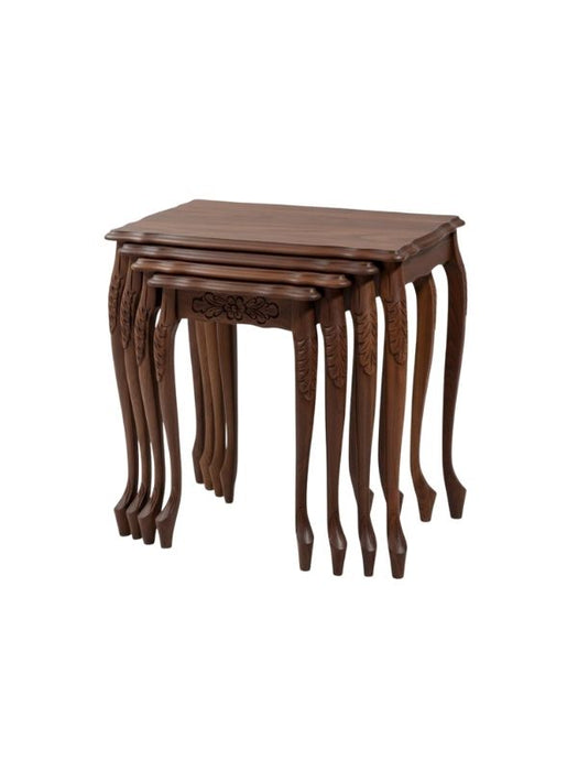 Barok Lükens Oymalı 4'lü Ahşap Zigon Sehpa