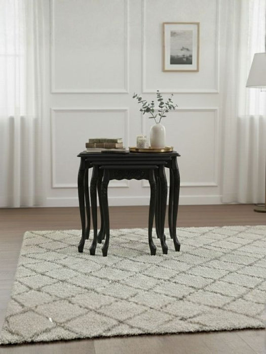 Barok Lükens Oymalı 4'lü Ahşap Zigon Sehpa