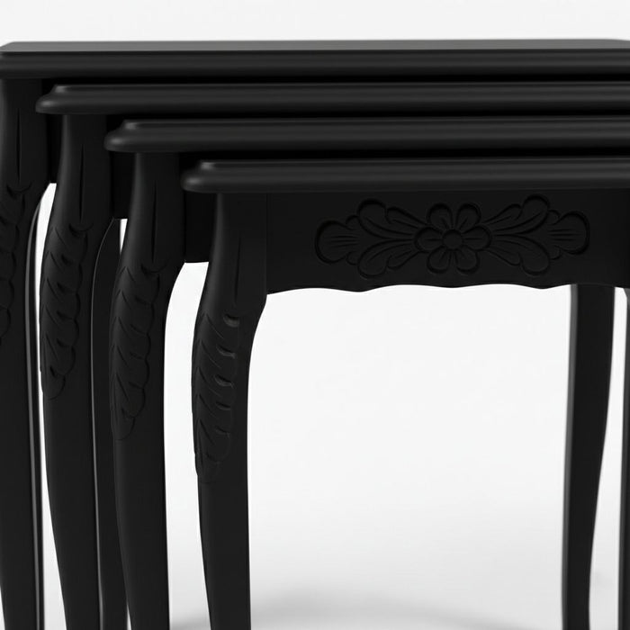 Barok Lükens Oymalı 4'lü Ahşap Zigon Sehpa