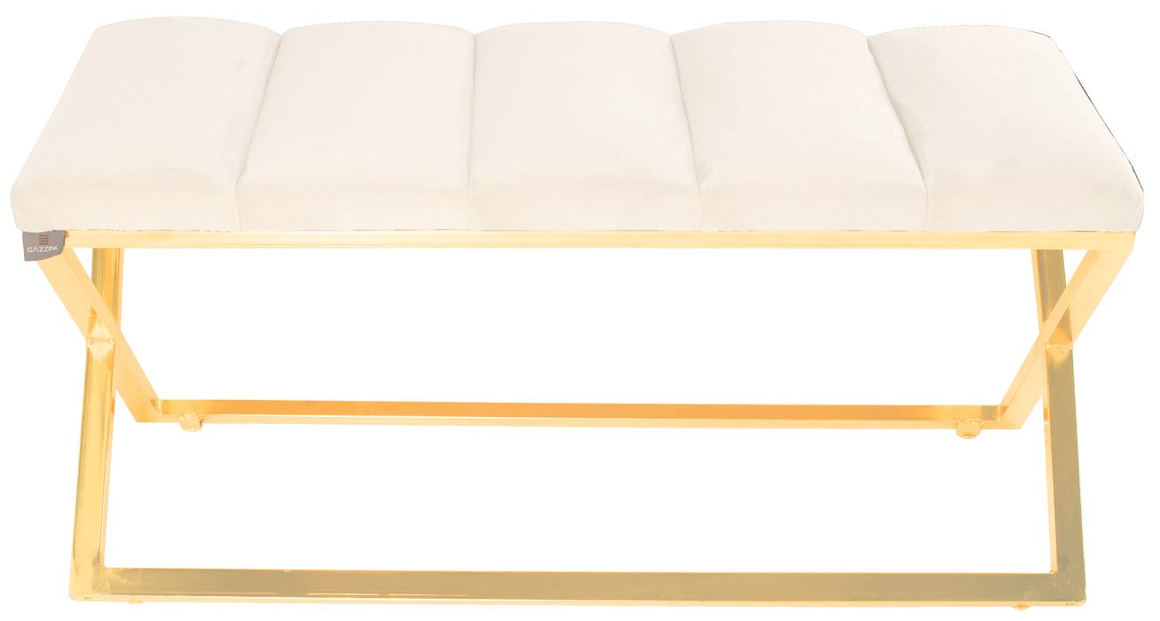 Varcera Gold Puf - Gold Kaplama Metal Ayaklı Dilimli Model Bench Puf