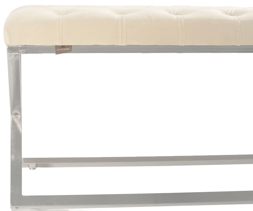 Varcera Silver Puf - Gümüş Kaplama Kapitoneli Chester Model Bench Puf