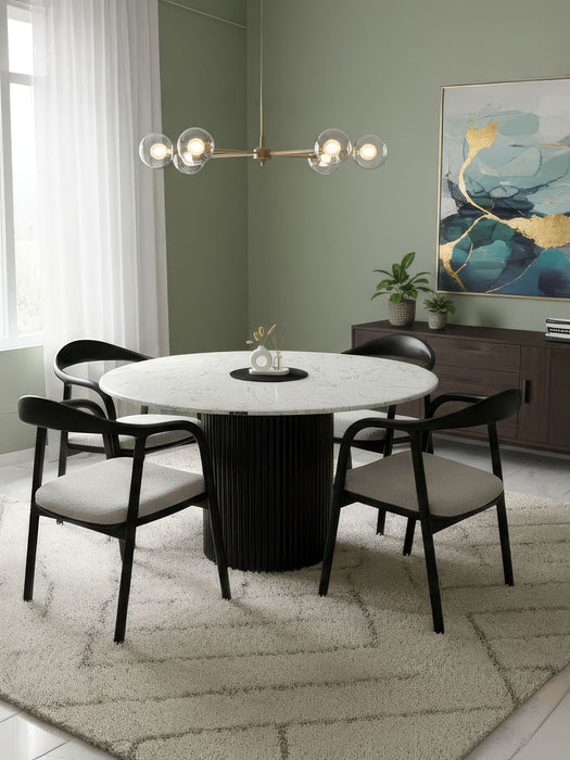 Breeze Mermer Desenli Ahşap Mutfak Masası 120x120