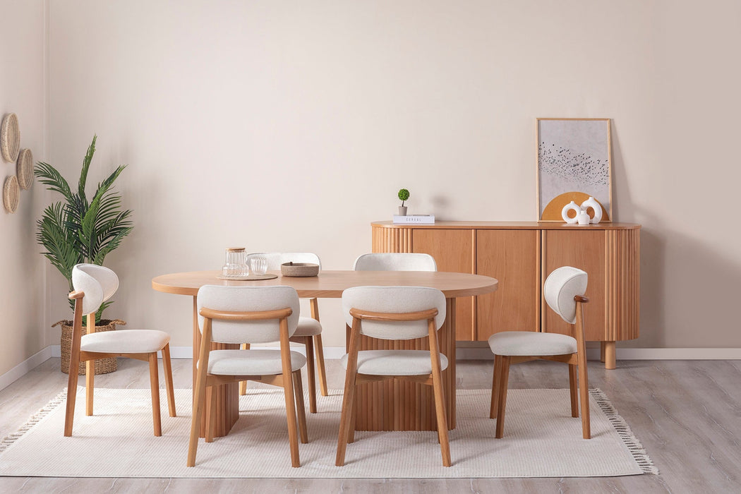 Calista Oval Ahşap Bohem Yemek Masası 90x180