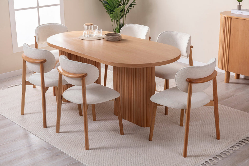 Calista Oval Ahşap Bohem Yemek Masası 90x180