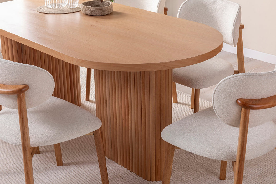 Calista Oval Ahşap Bohem Yemek Masası 90x180