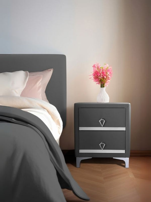 Doppia Linea Silver Komodin, İki Çekmeceli