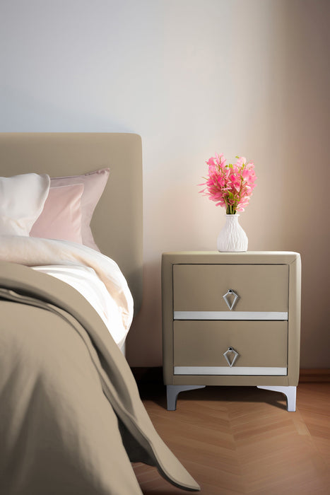 Doppia Linea Silver Komodin, İki Çekmeceli