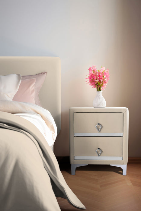 Doppia Linea Silver Komodin, İki Çekmeceli