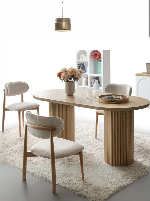 Echo İskandinav Oval Natural Ahşap Bohem Masa 90x160