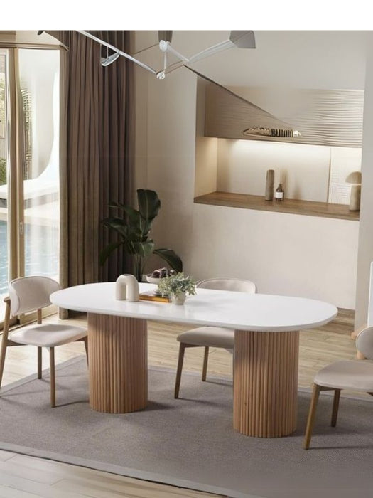 Echo İskandinav Oval Natural Ahşap Bohem Masa 90x160