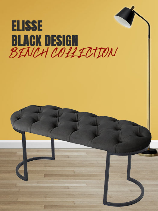 Elisse Siyah Metal Ayaklı Bench Puf