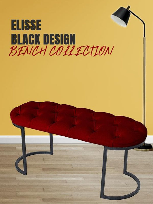 Elisse Siyah Metal Ayaklı Bench Puf