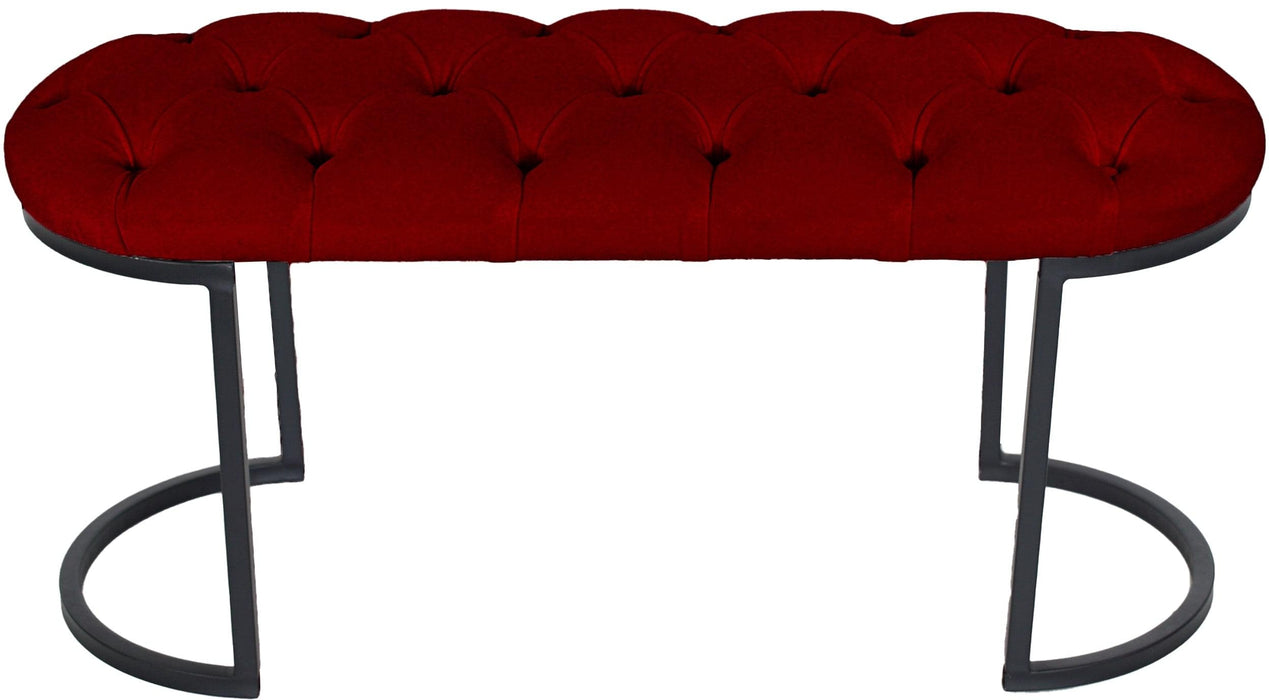 Elisse Siyah Metal Ayaklı Bench Puf