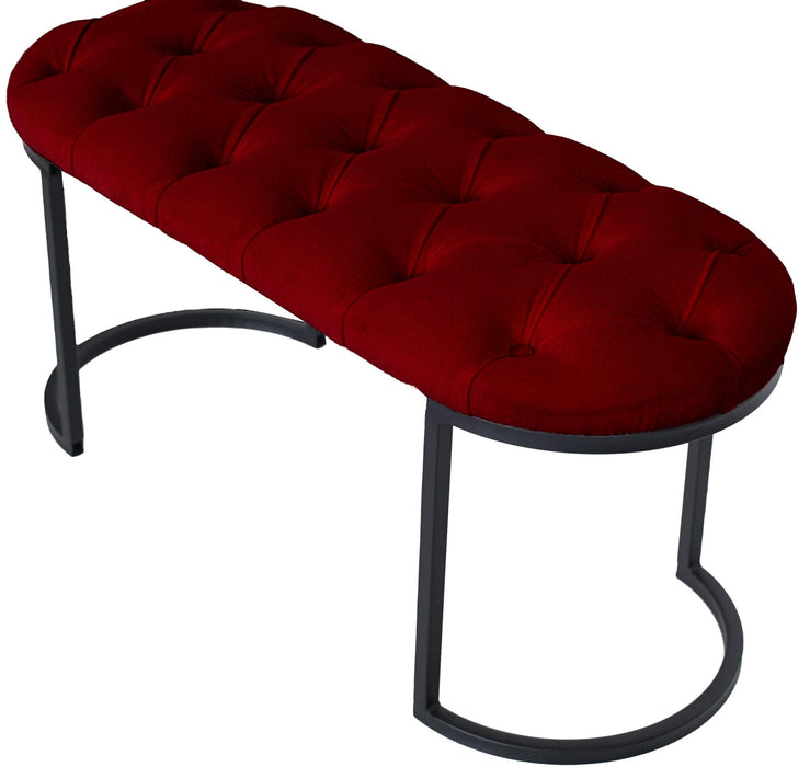 Elisse Siyah Metal Ayaklı Bench Puf