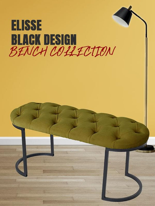 Elisse Siyah Metal Ayaklı Bench Puf