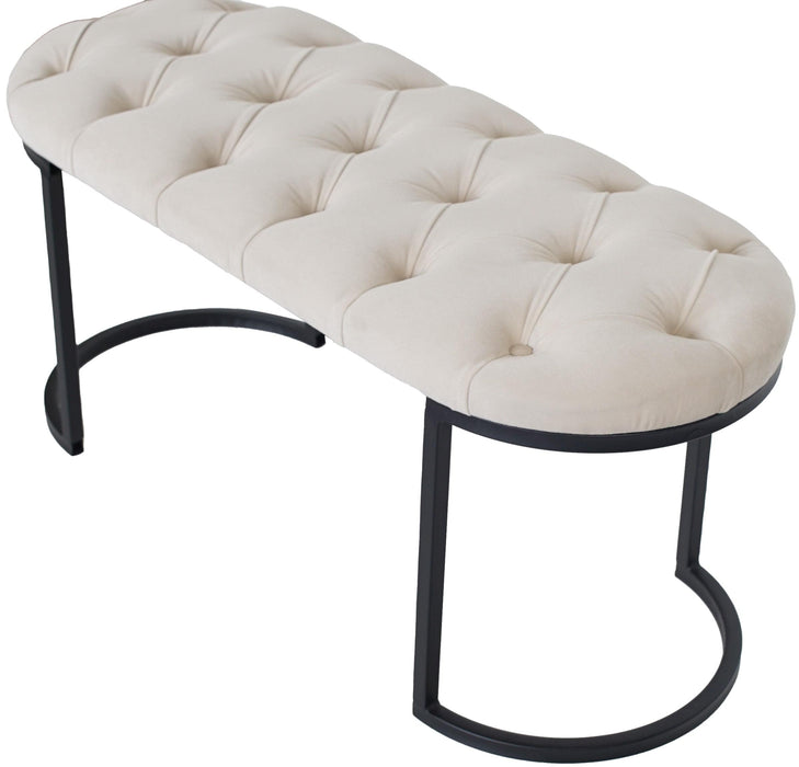Elisse Siyah Metal Ayaklı Bench Puf