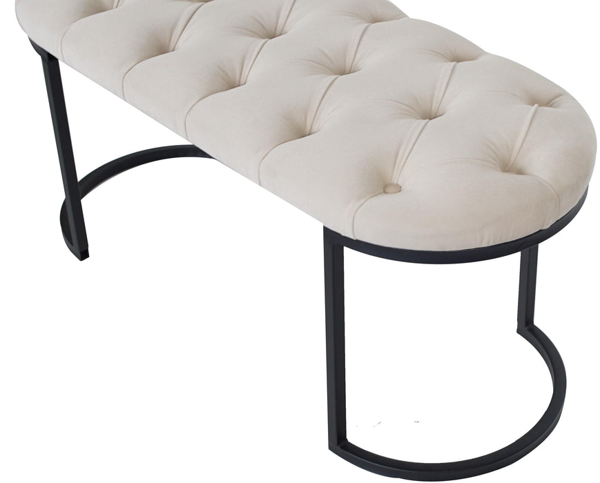 Elisse Siyah Metal Ayaklı Bench Puf