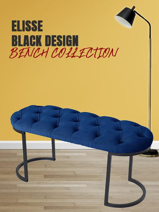 Elisse Siyah Metal Ayaklı Bench Puf