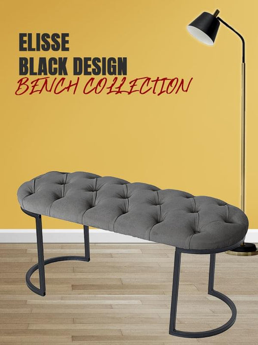 Elisse Siyah Metal Ayaklı Bench Puf