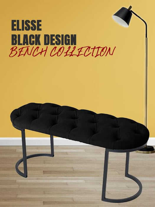 Elisse Siyah Metal Ayaklı Bench Puf